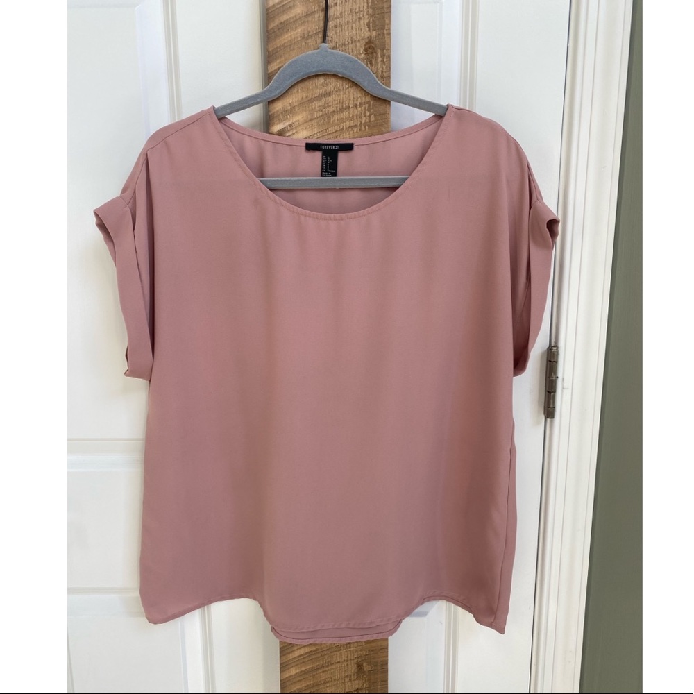 Forever 21 Mauve Cuff-sleeve Blouse